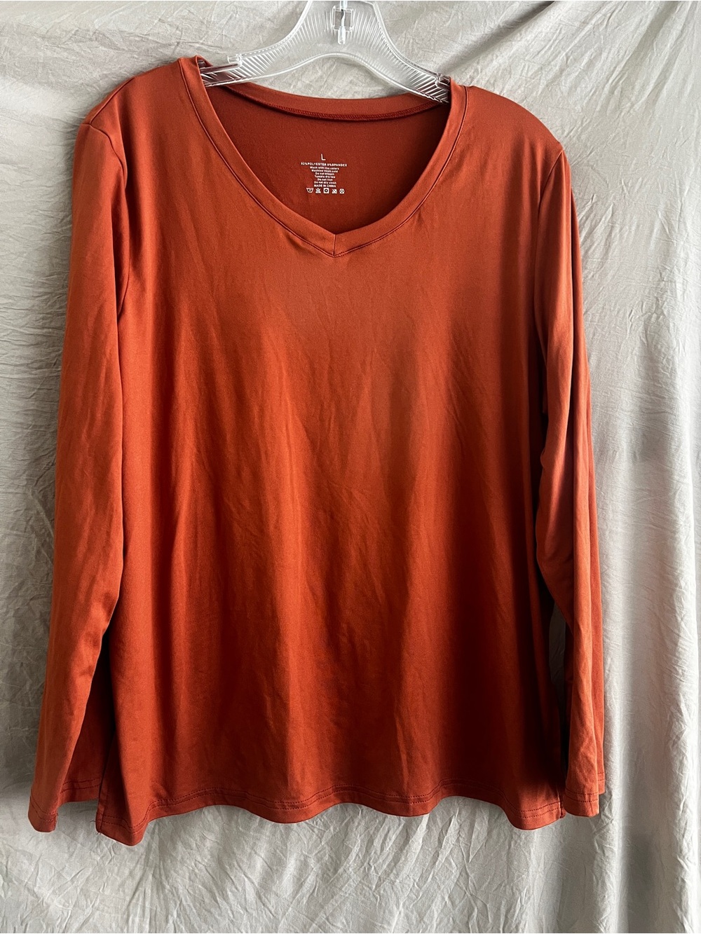 Burnt Orange V-Neck Long Sleeve Top